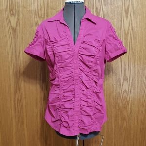 Cato - Hot Pink Ruched Shirt - Ladies Medium
